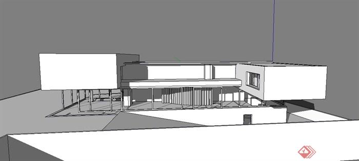 现代风格两层别墅建筑设计SketchUp模型(2)