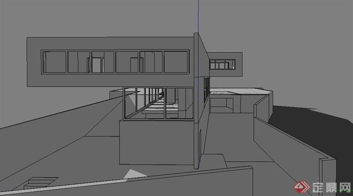 现代风格两层别墅建筑设计SketchUp模型(3)