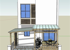 自建现代两层别墅建筑设计SketchUp模型