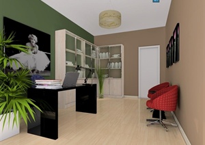 现代红色调住宅空间室内设计施工图附效果图