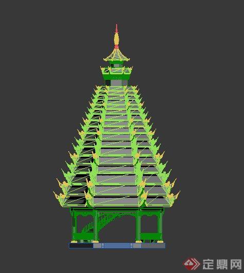 园林景观多层景观亭设计3DMAX模型(2)