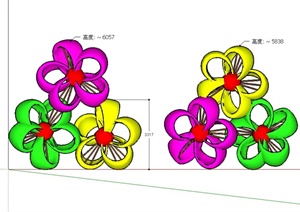 组合花朵形小品设计SU(草图大师)模型