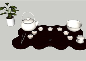 室内多套茶具设计SU(草图大师)模型