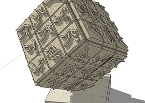 正方形雕塑小品设计SU(草图大师)模型