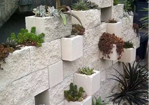 庭院景观水泥砖造景效果图