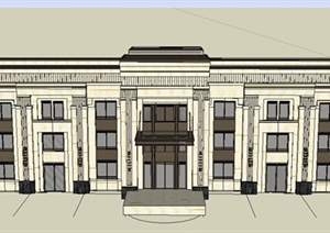 紫御府欧式会所商业建筑设计SU(草图大师)模型