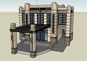 欧式两层公馆建筑设计SU(草图大师)模型