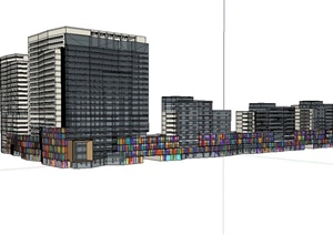某现代商业街区综合建筑设计SU(草图大师)模型