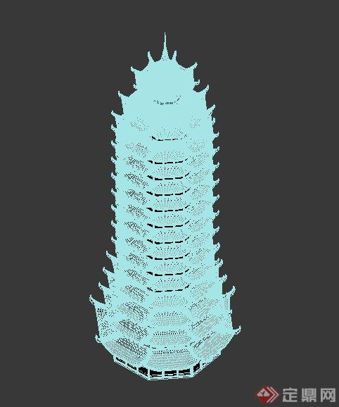 古典中式风格多层塔楼设计3DMAX模型(2)