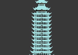 古典中式风格多层塔楼设计3DMAX模型