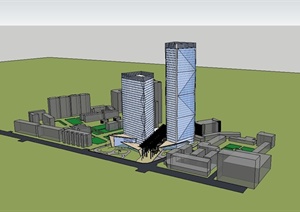 某CBD办公楼建筑设计SU(草图大师)模型