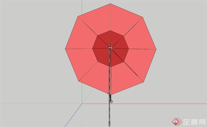某现代红色遮阳伞SU模型(2)
