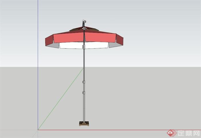 某现代红色遮阳伞SU模型(3)
