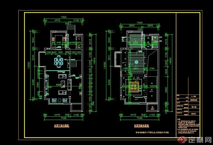 双层别墅中式风格装修设计cad施工图(含效果图)(2)