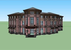 新古典风格售楼中心建筑设计SU(草图大师)模型