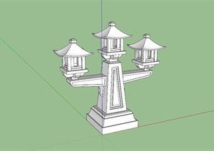 某中式庭院石灯合集SU(草图大师)模型