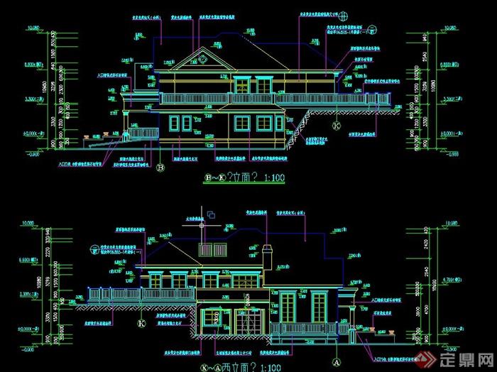 欧式二层别墅建筑设计CAD施工图结构图(1)