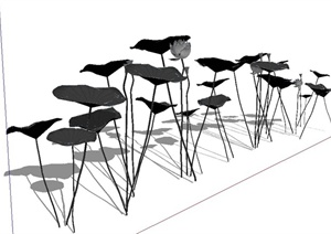 水生植物荷花丛设计SU(草图大师)模型