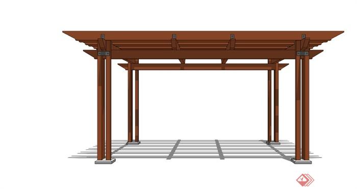 某简易木廊架SU模型(3)