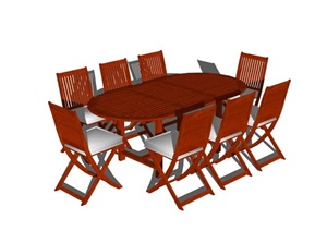 某现代镂空木质8人餐桌SU(草图大师)模型