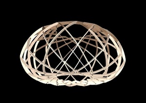 某球形木制镂空抽象雕塑SU(草图大师)模型