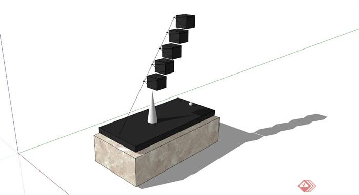 某现代几何造型抽象雕塑SU模型(3)