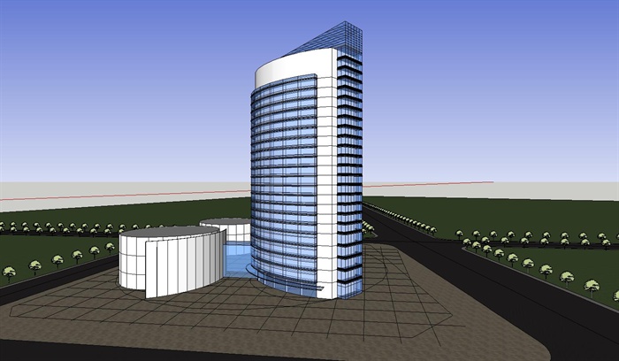 现代风格概念办公楼建筑设计su模型