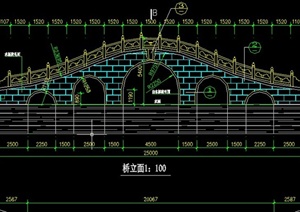 园林景观节点圆拱桥设计cad施工图