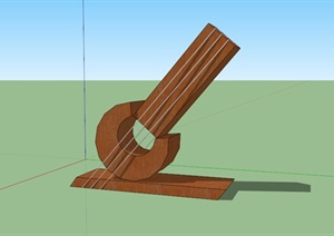 某木制乐器造型抽象雕塑SU(草图大师)模型