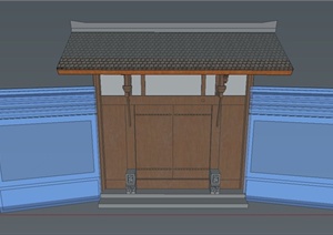 古典中式建筑节点花锤门设计SU(草图大师)模型
