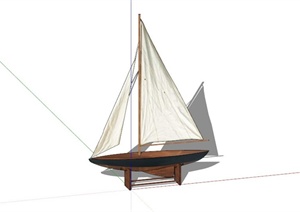 某帆船形状抽象雕塑SU(草图大师)模型