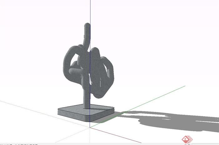 现代扭曲抽象雕塑小品设计su模型(2)