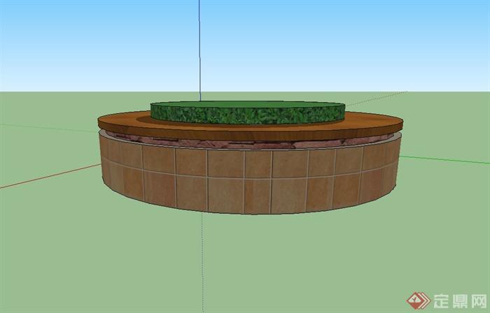 现代风格圆形树池、树池坐凳设计su模型(2)