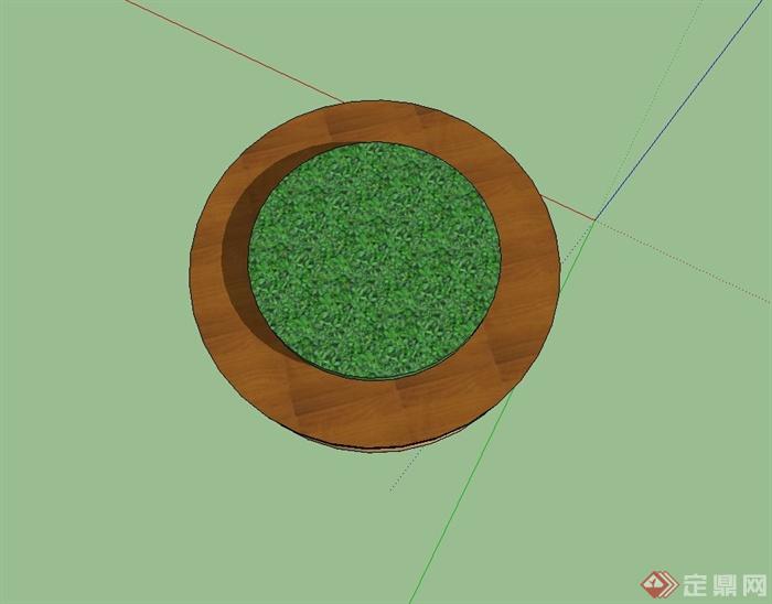 现代风格圆形树池、树池坐凳设计su模型(3)