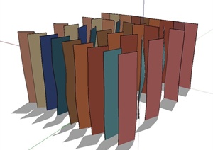 彩色条板组合抽象雕塑小品设计SU(草图大师)模型