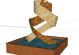 螺旋形方形水池小品设计SU(草图大师)模型
