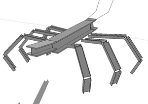 钢架结构蟋蟀小品设计SU(草图大师)模型