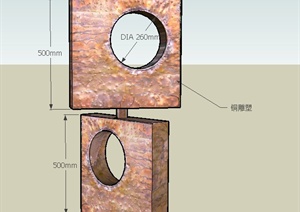 两块方形铜制镂空小品设计SU(草图大师)模型