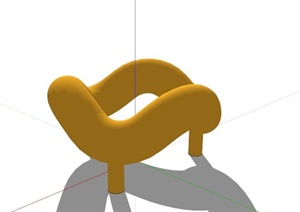 某现代黄色软管造型雕塑小品SU(草图大师)模型