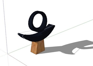 某黑色圆形弧形组合抽象雕塑SU(草图大师)模型