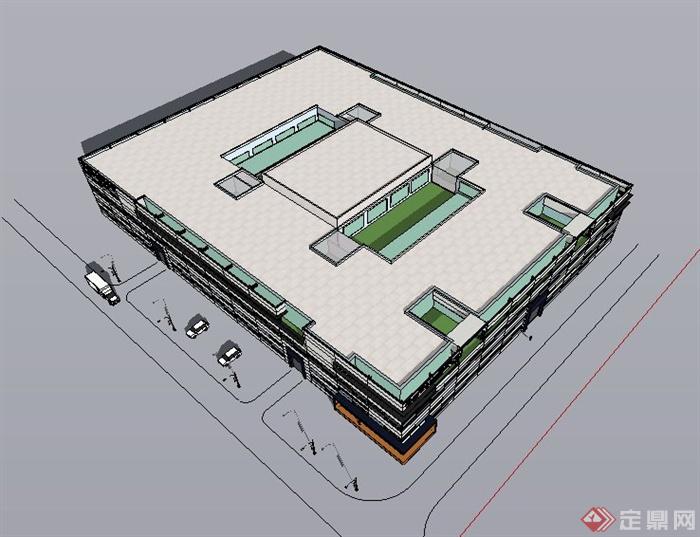 现代某多层厂房建筑设计SU模型(6)