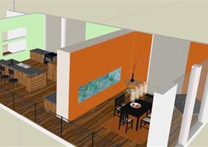 某室内设计餐厅厨房设计SU(草图大师)模型