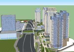 创新企业办公园区建筑与景观规划设计SU(草图大师)模型