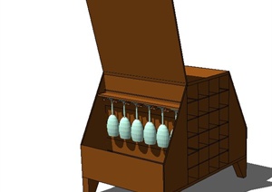 四个酒柜设计SU(草图大师)模型