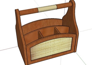 古典中式木质食盒设计SU(草图大师)模型