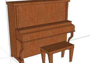 木质室内钢琴设计SU(草图大师)模型