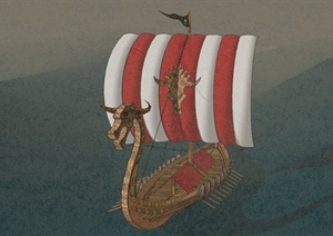 某古典中式设计龙船SU(草图大师)模型