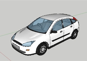 某外国白色小汽车SU(草图大师)模型