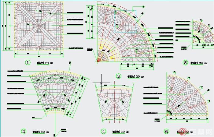 园林景观节点地面铺装样式设计CAD详图(1)
