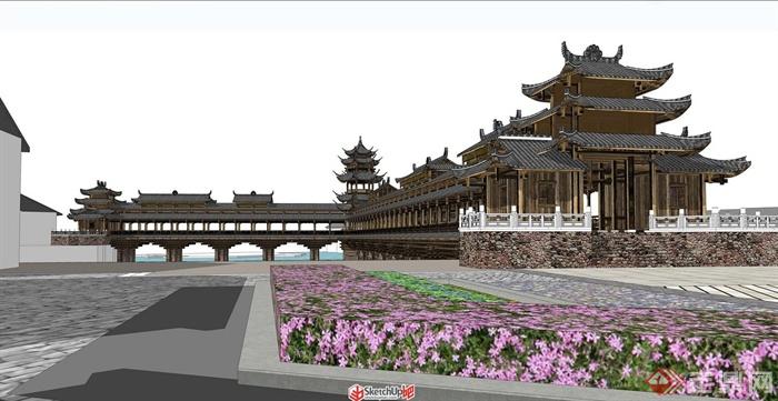 古典文化建筑与景观节点风雨桥、小品设计jpg效果图+SU模型(4)